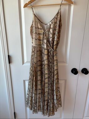 Aritzia Wilfred Midi Dress in Neutral Snake Print XS